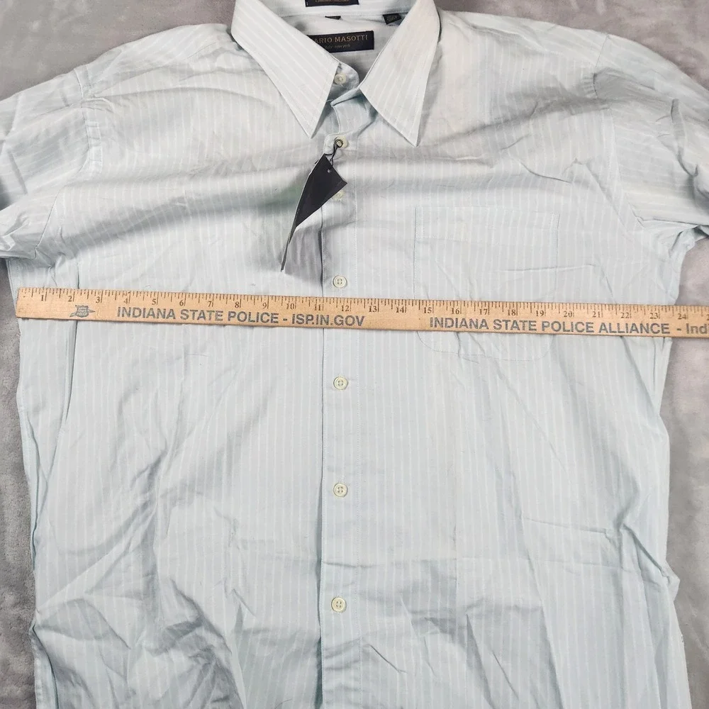 Mario Masotti Single Needle Tailoring Blue Dress Shirt 16.5/36-37 Italy New York